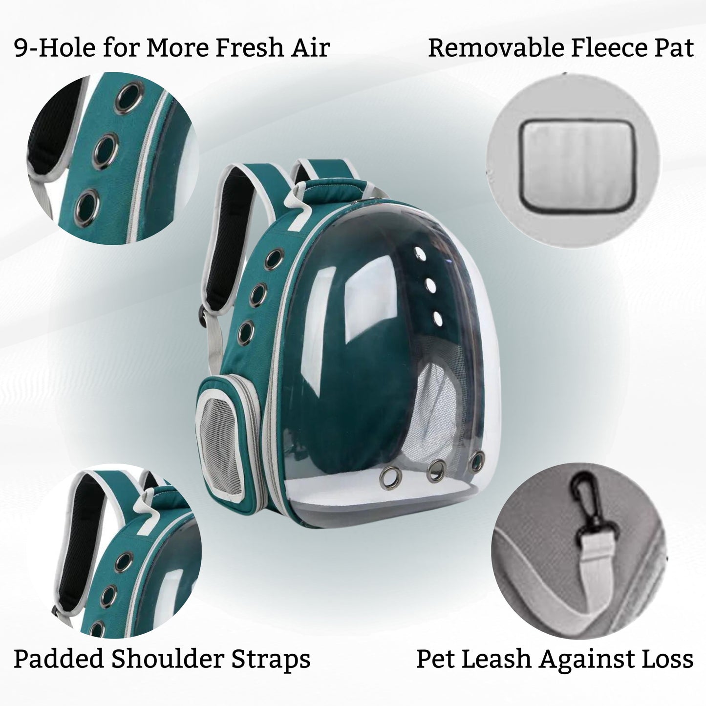 Foodie Puppies Transparent Travel Backpack for Puppies & Cats (Green)