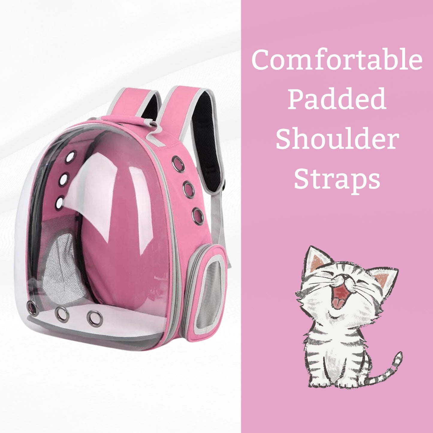 Foodie Puppies Transparent Travel Backpack for Puppies & Cats (Pink)