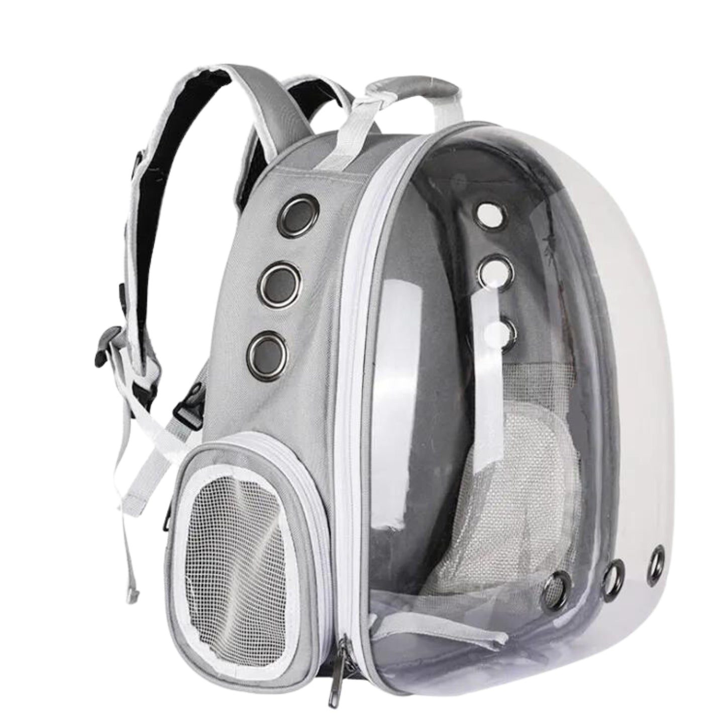Foodie Puppies Transparent Travel Backpack for Puppies & Cats (Gray)