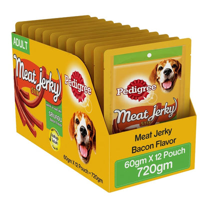 Pedigree Meat Jerky Bacon Stix Dog Treat - 60gm, Pack of 3