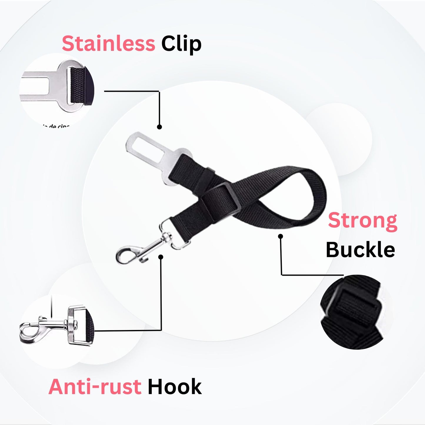 Foodie Puppies Adjustable Leash Cum Car Seat Belt for Dogs and Cats