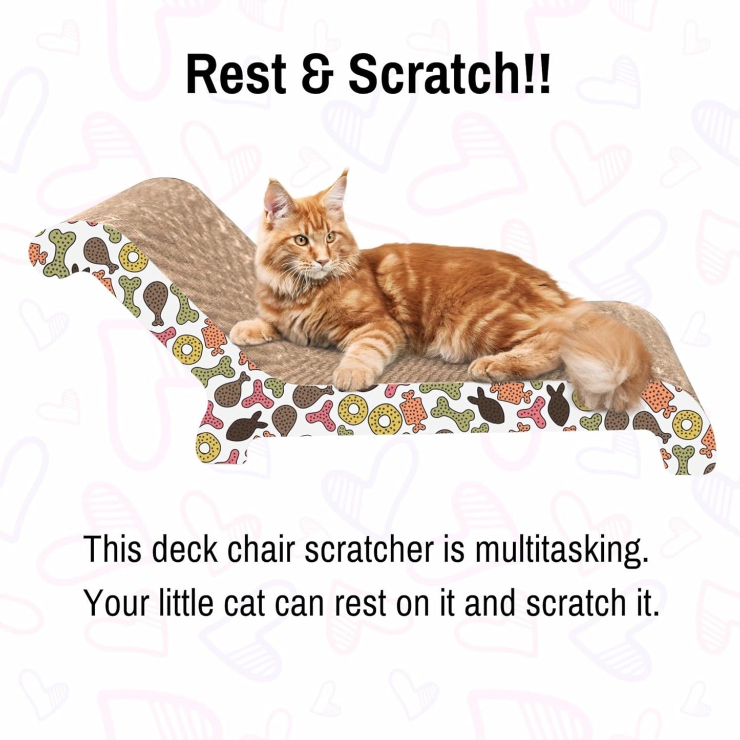 Foodie Puppies Corrugated Deck Chair Scratcher for Cats & Kittens