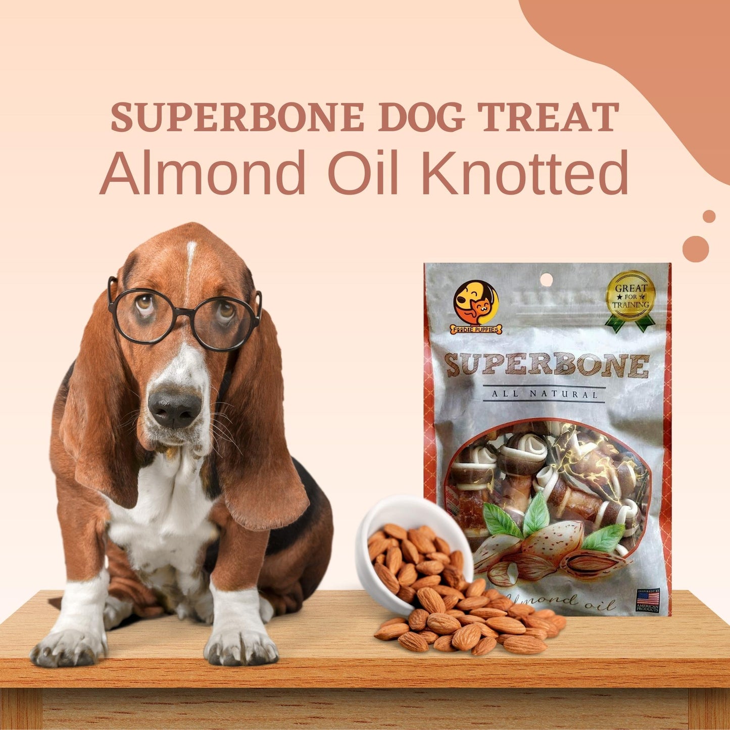 SuperBone All Natural Almond Oil Knotted Dog Treat - Pack of 2