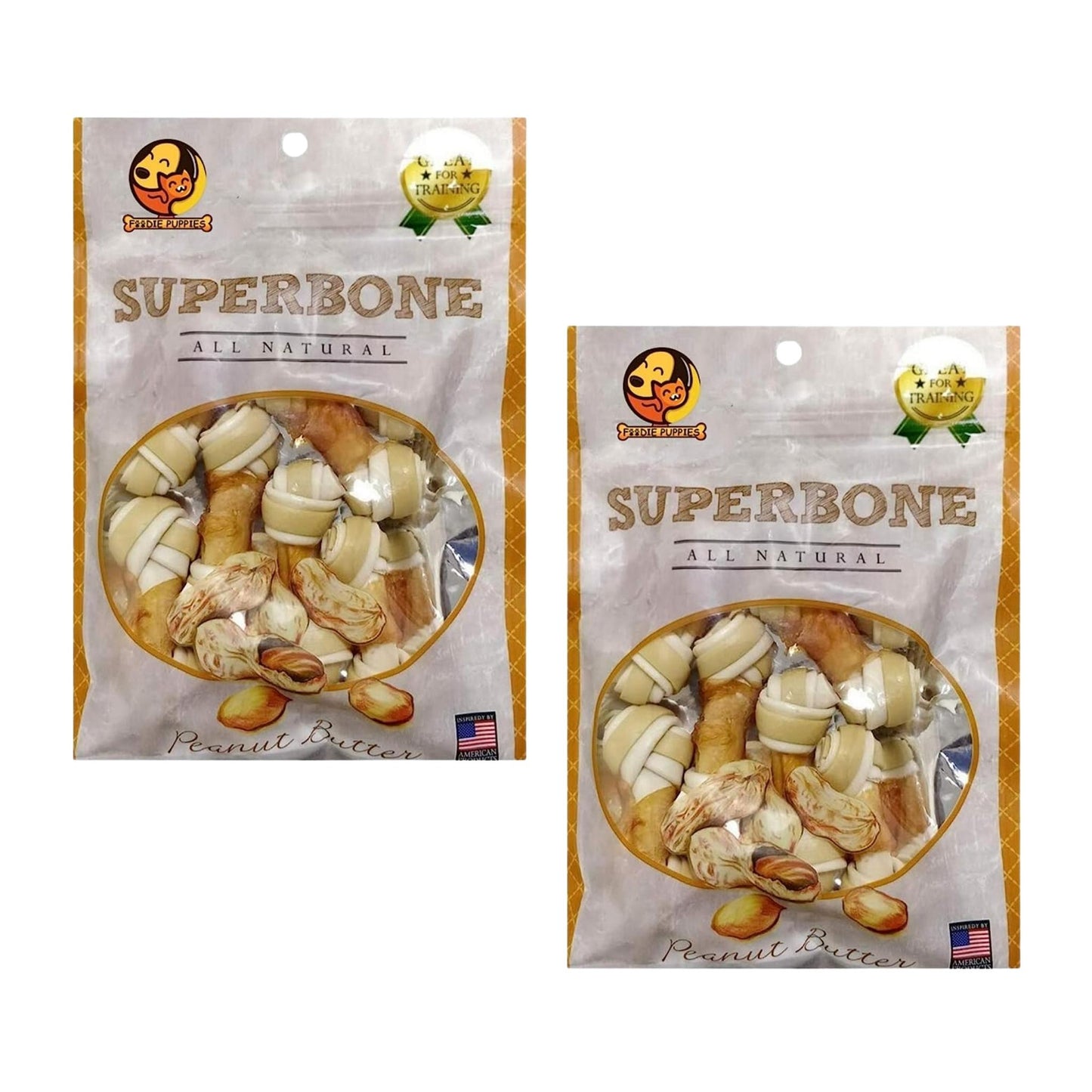SuperBone All Natural Peanut Butter Knotted Dog Treat - Pack of 2