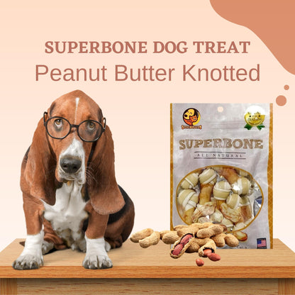SuperBone All Natural Peanut Butter Knotted Dog Treat - Pack of 2