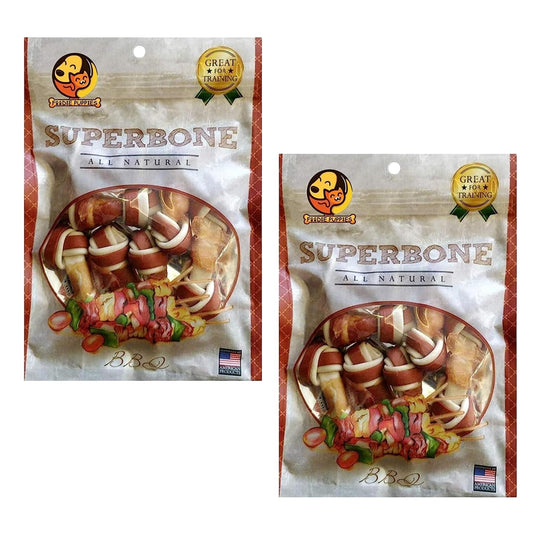SuperBone All Natural BBQ Oil Knotted Dog Treat - Pack of 2