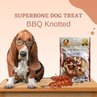 SuperBone All Natural BBQ Oil Knotted Dog Treat - Pack of 1