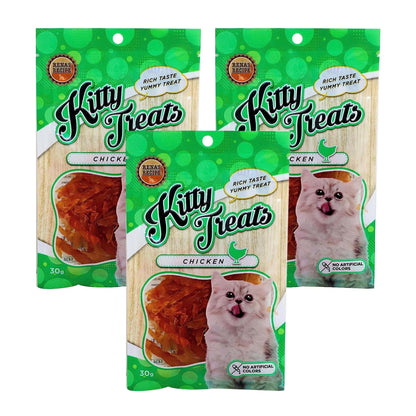 Kitty Treats Soft Chicken Jerky for Cat & Kittens - 30gm, Pack of 3