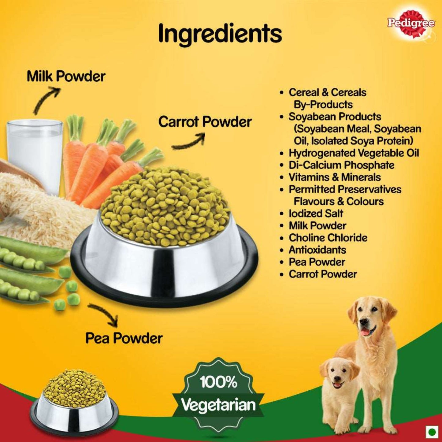 Pedigree Complete & Balanced Food for Puppy & Adult Dogs, 100% Vegetarian - 2.8Kg