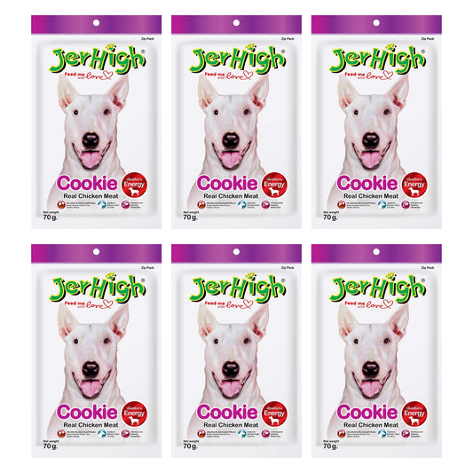 JerHigh Cookie Dog Treat with Real Chicken Meat - 70gm, Pack of 6