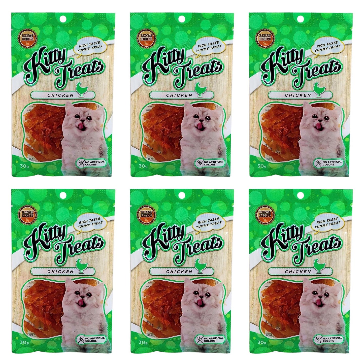 Kitty Treats Soft Chicken Jerky for Cat & Kittens - 30gm, Pack of 6