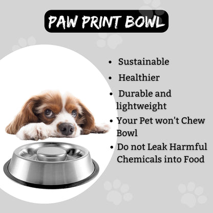 Foodie Puppies Pet Stainless Steel Slow Feeder Bowl - 175ml, Pack of 2