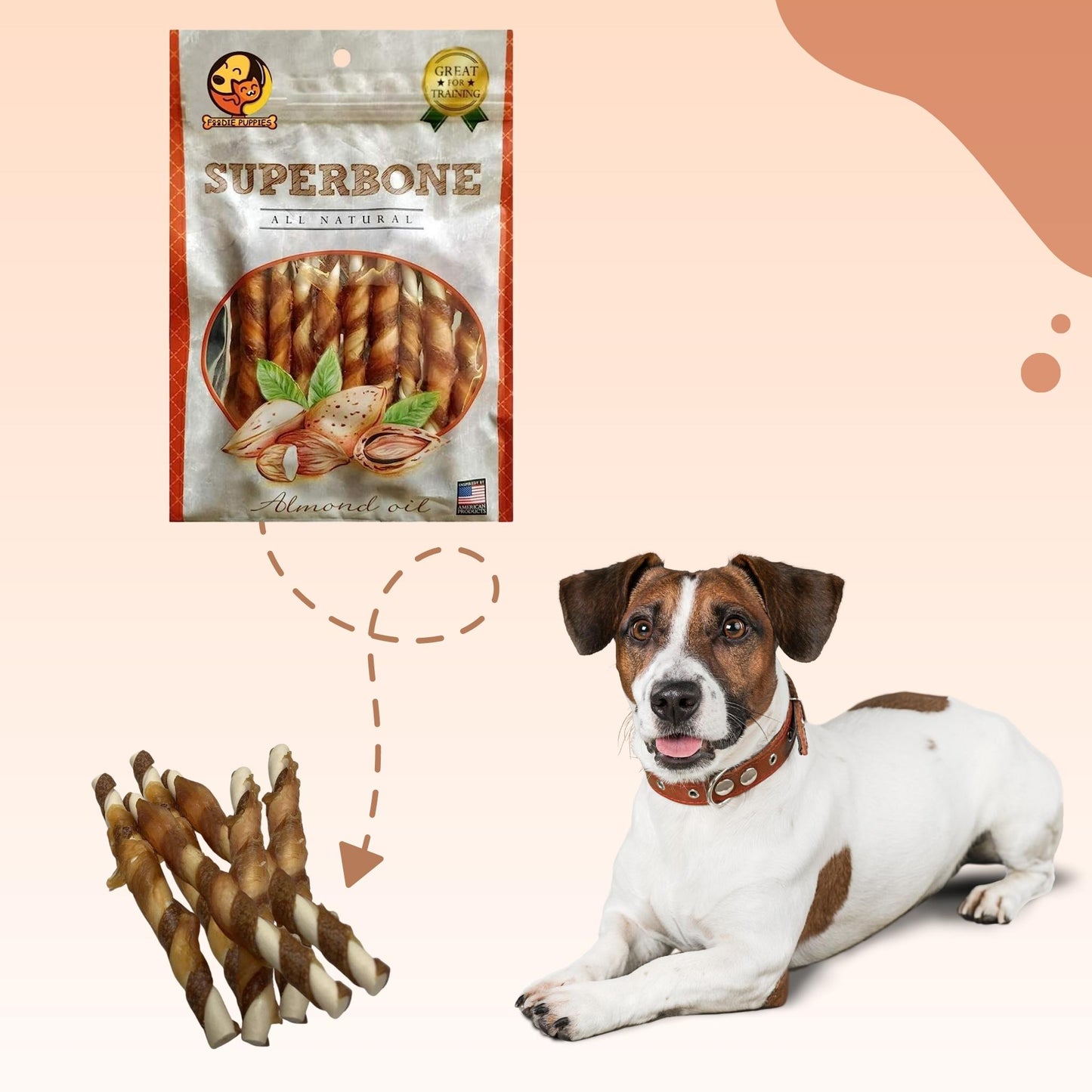 SuperBone All Natural Almond Oil Stick Dog Treat - Pack of 1