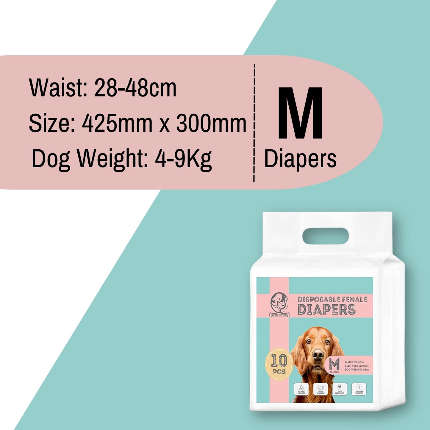 Foodie Puppies Disposable Dog Diapers for Female Dogs - Medium