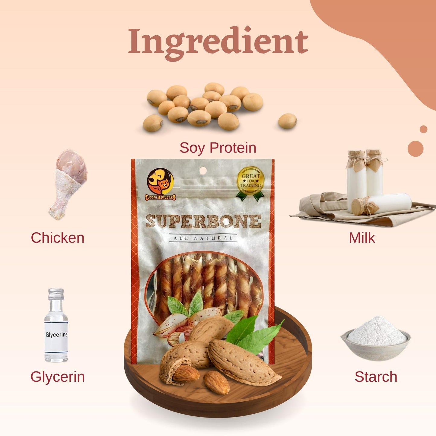 SuperBone All Natural Almond Oil Stick Dog Treat - Pack of 1