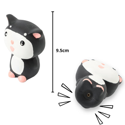Foodie Puppies Latex Rubber Squeaky Dog Chew Toy - Black & White Kitty