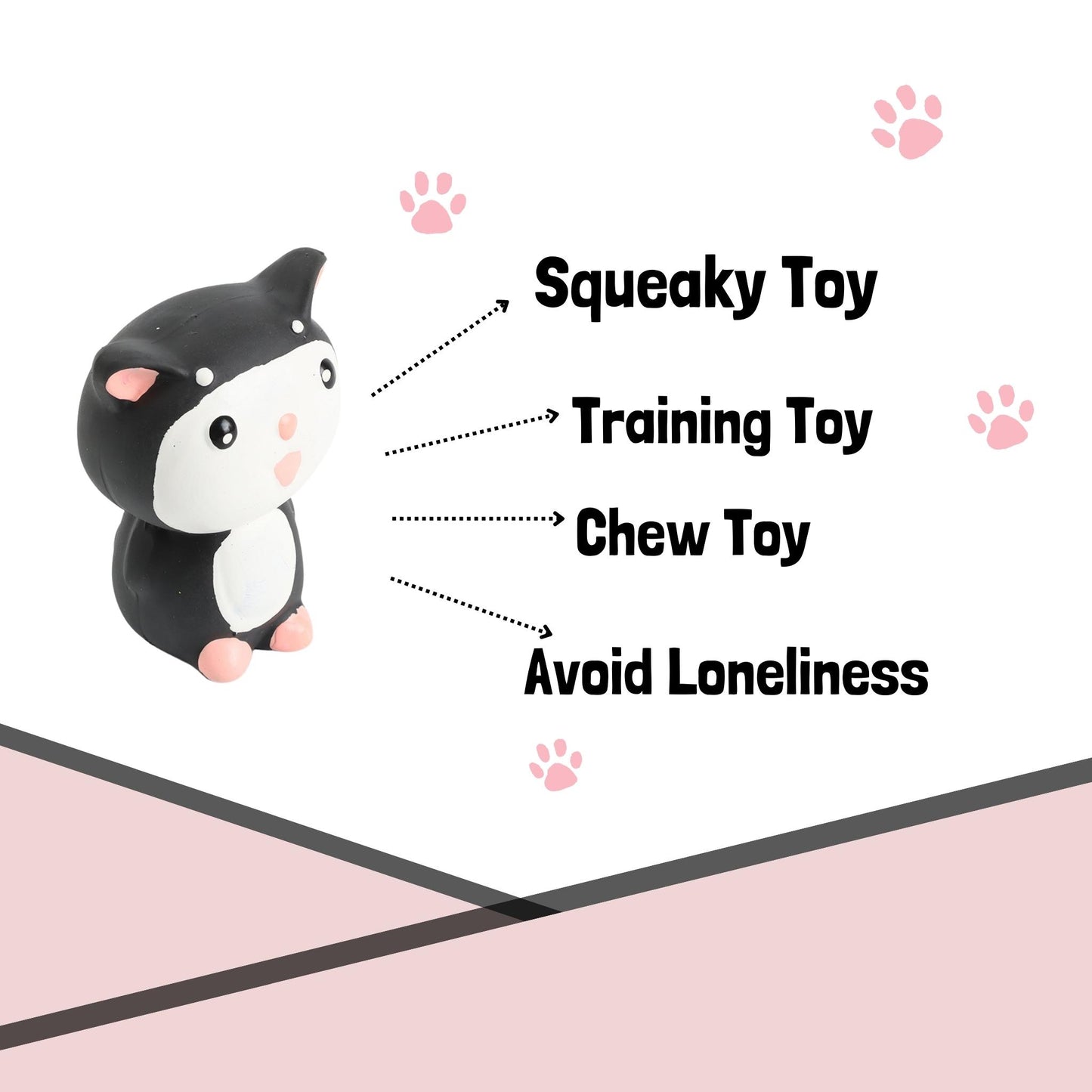 Foodie Puppies Latex Rubber Squeaky Dog Chew Toy - Black & White Kitty