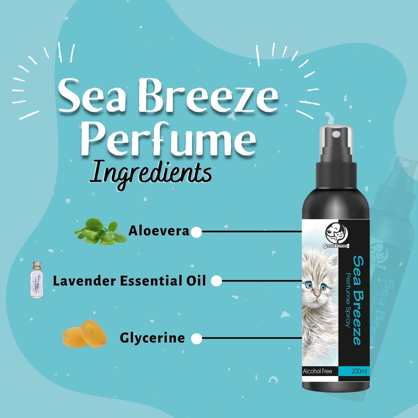 Foodie Puppies Pet Perfume Spray Sea Breeze for Cats - 200 ml