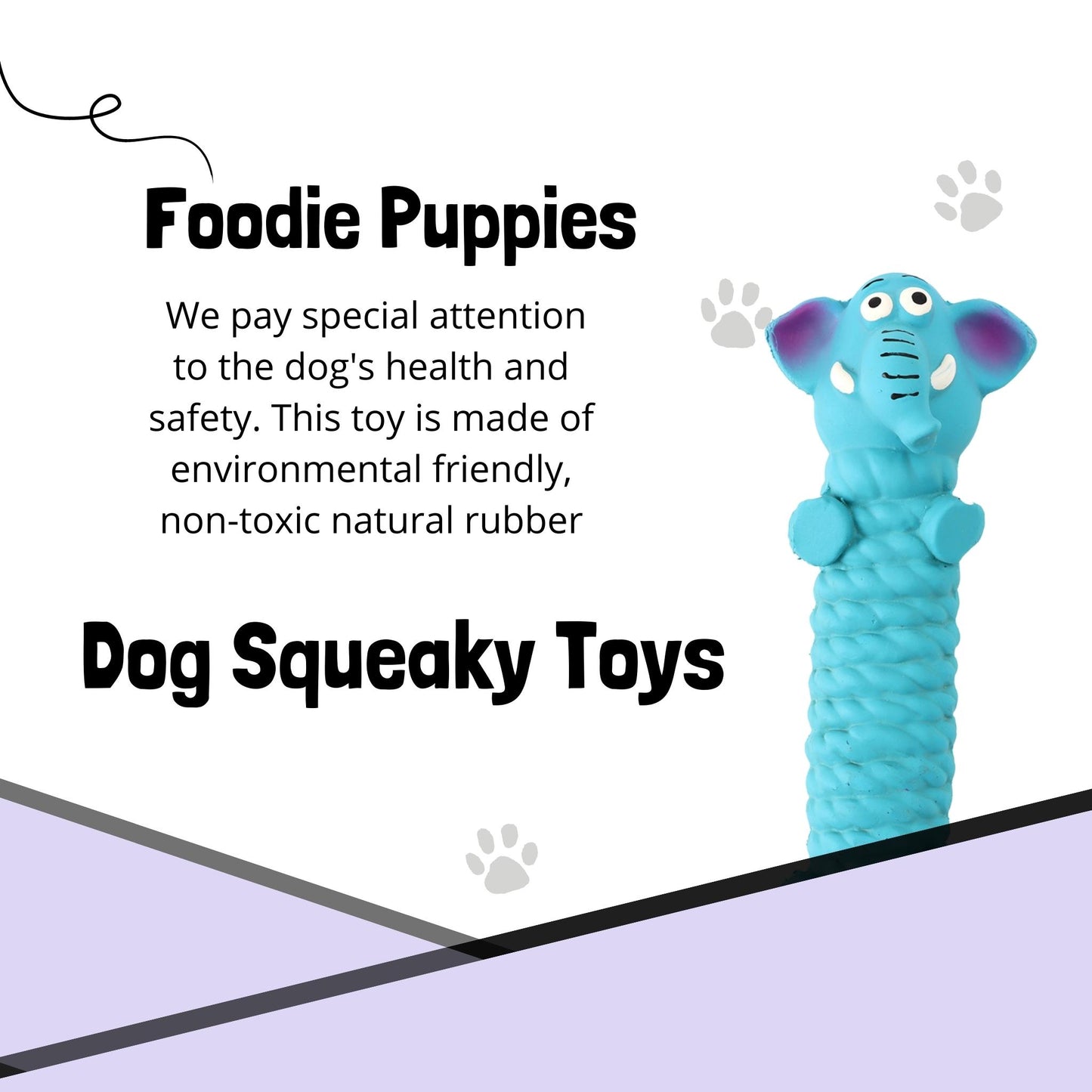 Foodie Puppies Latex Rubber Squeaky Dog Chew Toy - Blue Elephant
