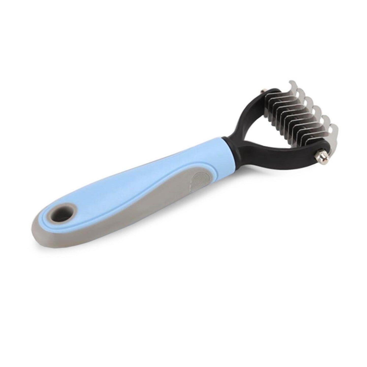 Dual-Sided Dematting Rake for Dogs & Cats - Small, Blue