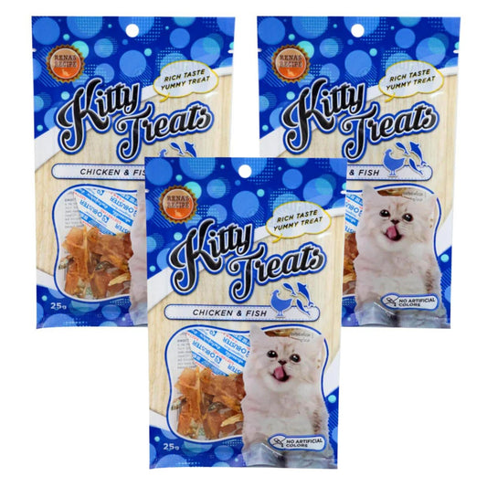 Kitty Treats Spiral Chicken Fish for Cat & Kittens - 25gm, Pack of 3