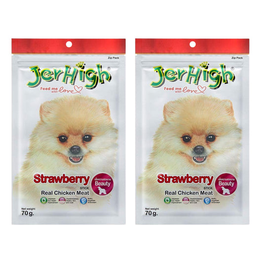 JerHigh Strawberry Stick Dog Treat with Real Chicken - 70gm, Pack of 2