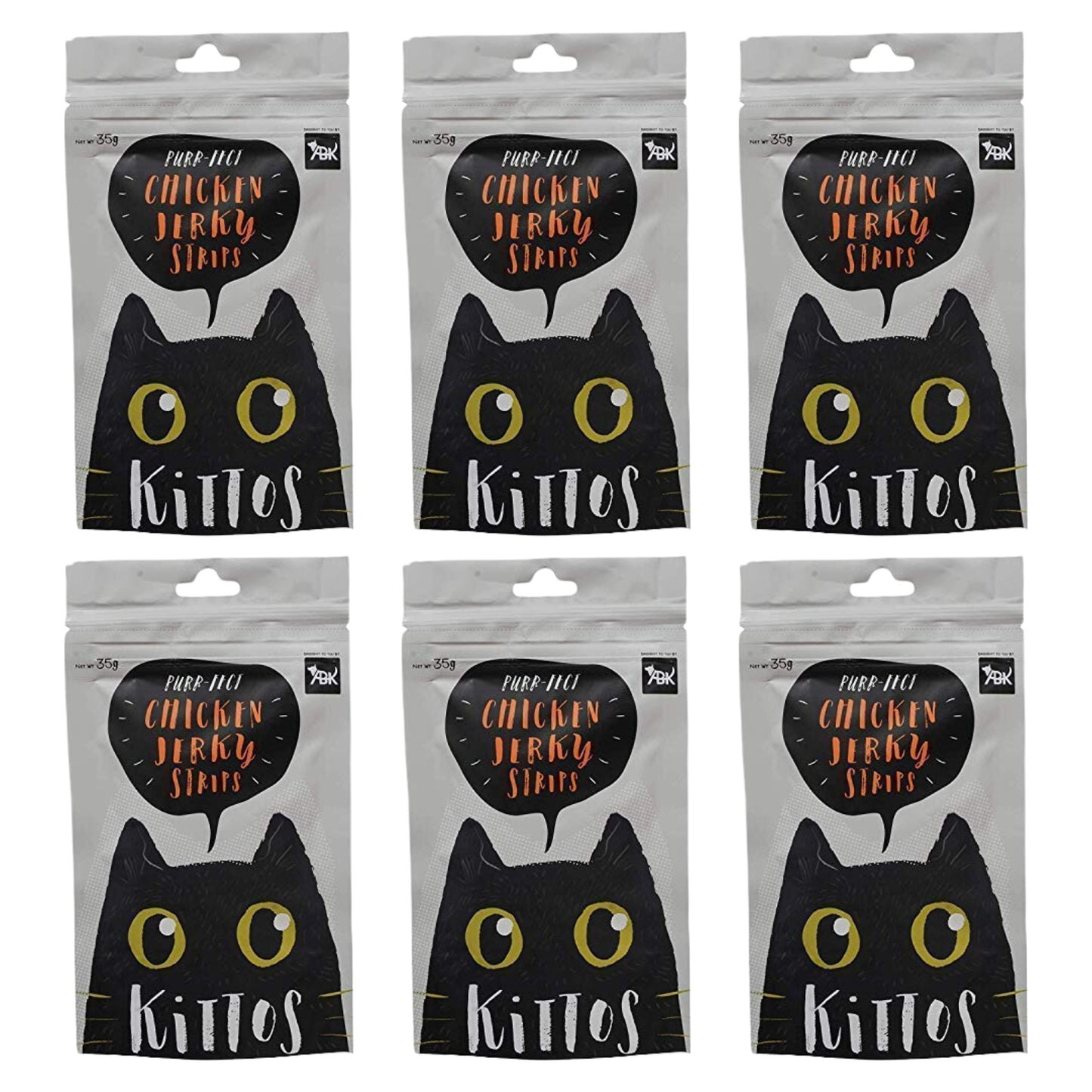 Kittos Chicken Jerky Strip Cat Treat - 35gm, Pack of 6