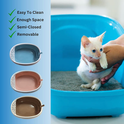 Foodie Puppies Cat Litter Tray Set with Rim & Scooper (Sky Blue)