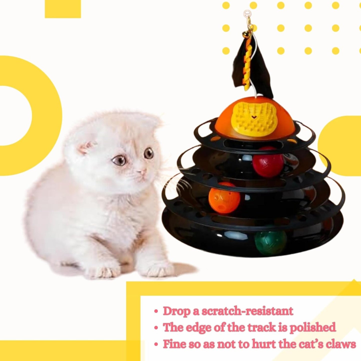 Foodie Puppies Interactive 4-Fun Tower of Track Toy for Cats & Kittens