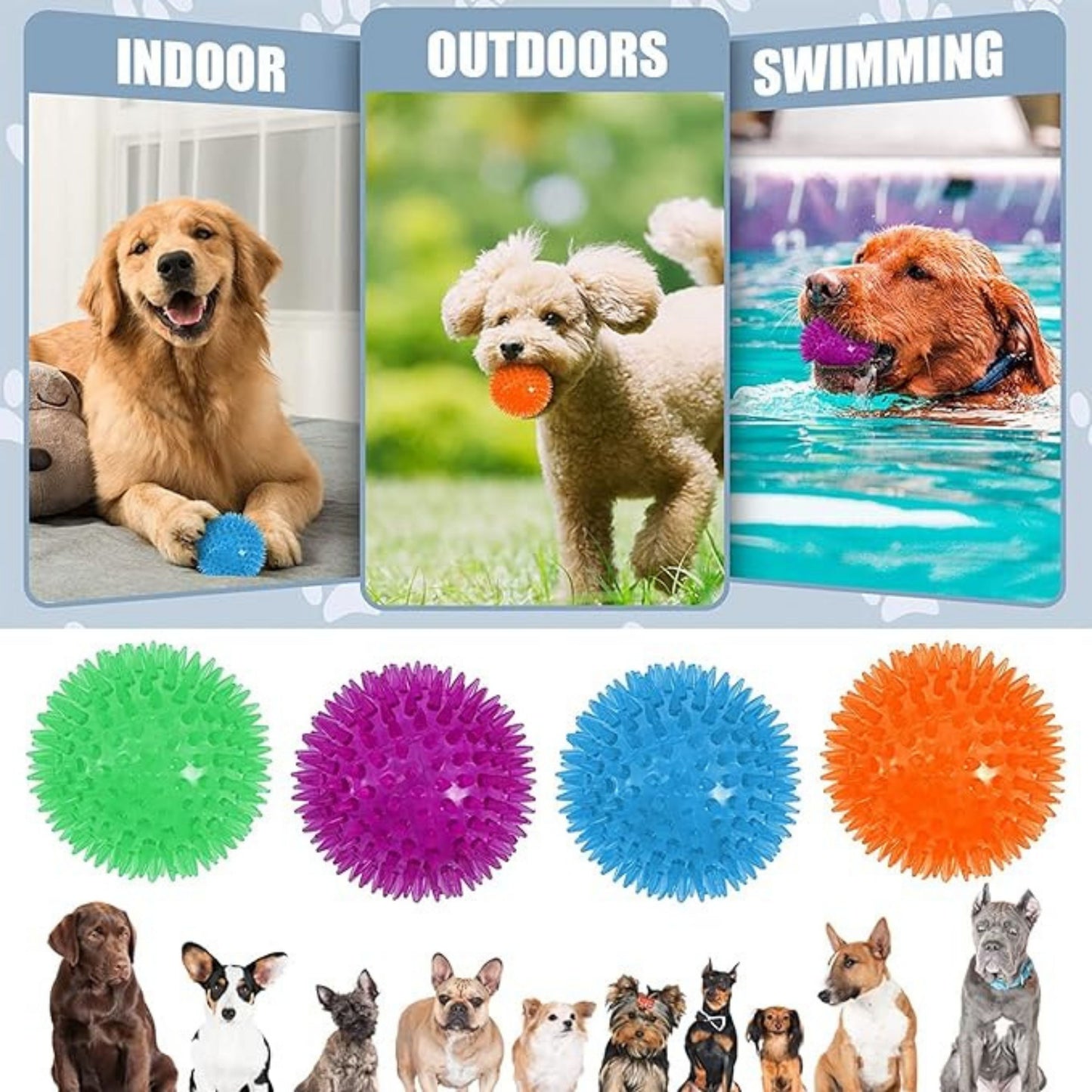 Multicolor Squeaky Ball Toy for Small Dogs