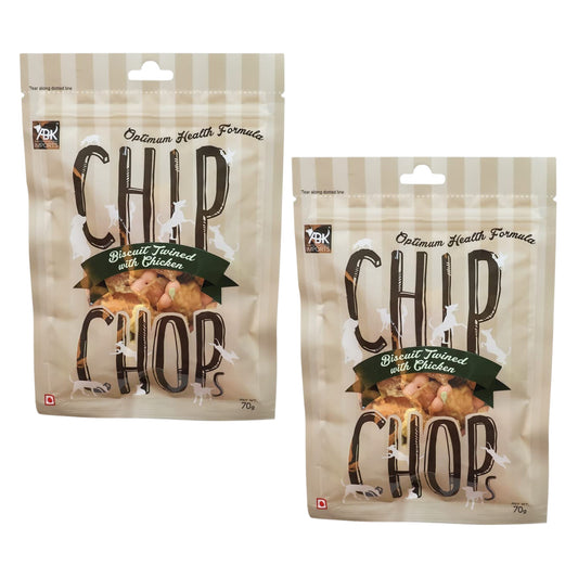 Chip Chops Dog Treats - Biscuit Twined with Chicken (70gm, Pack of 2)