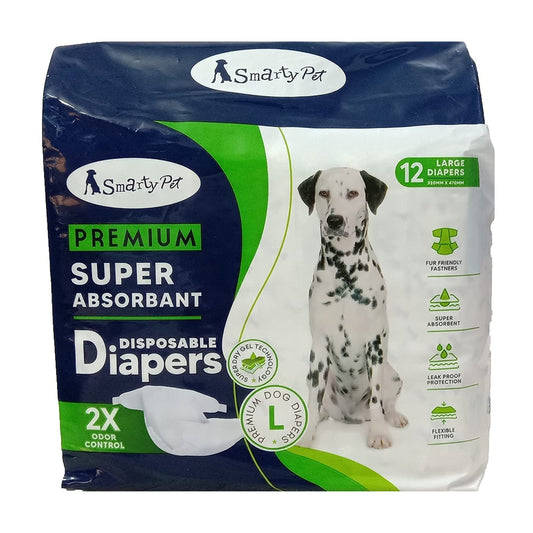 Smarty Pet Super Absorbent Disposable Diapers for Dogs (Large, 12Pc)