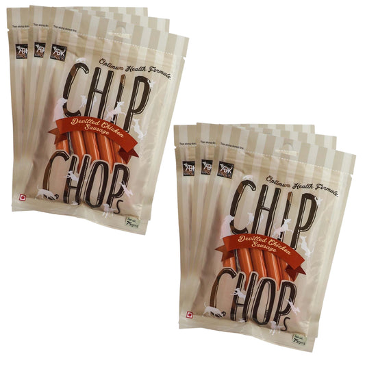 Chip Chops Dog Treats - Devilled Chicken Sausage (70gm, Pack of 6)