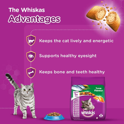 Whiskas Dry Food for Adult Cats (1+ Years), Tuna Flavor, 20Kg