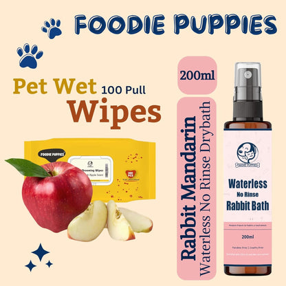 Foodie Puppies  2in1 Rabbit Grooming Combo for Wipes & Dry Bath-200ml