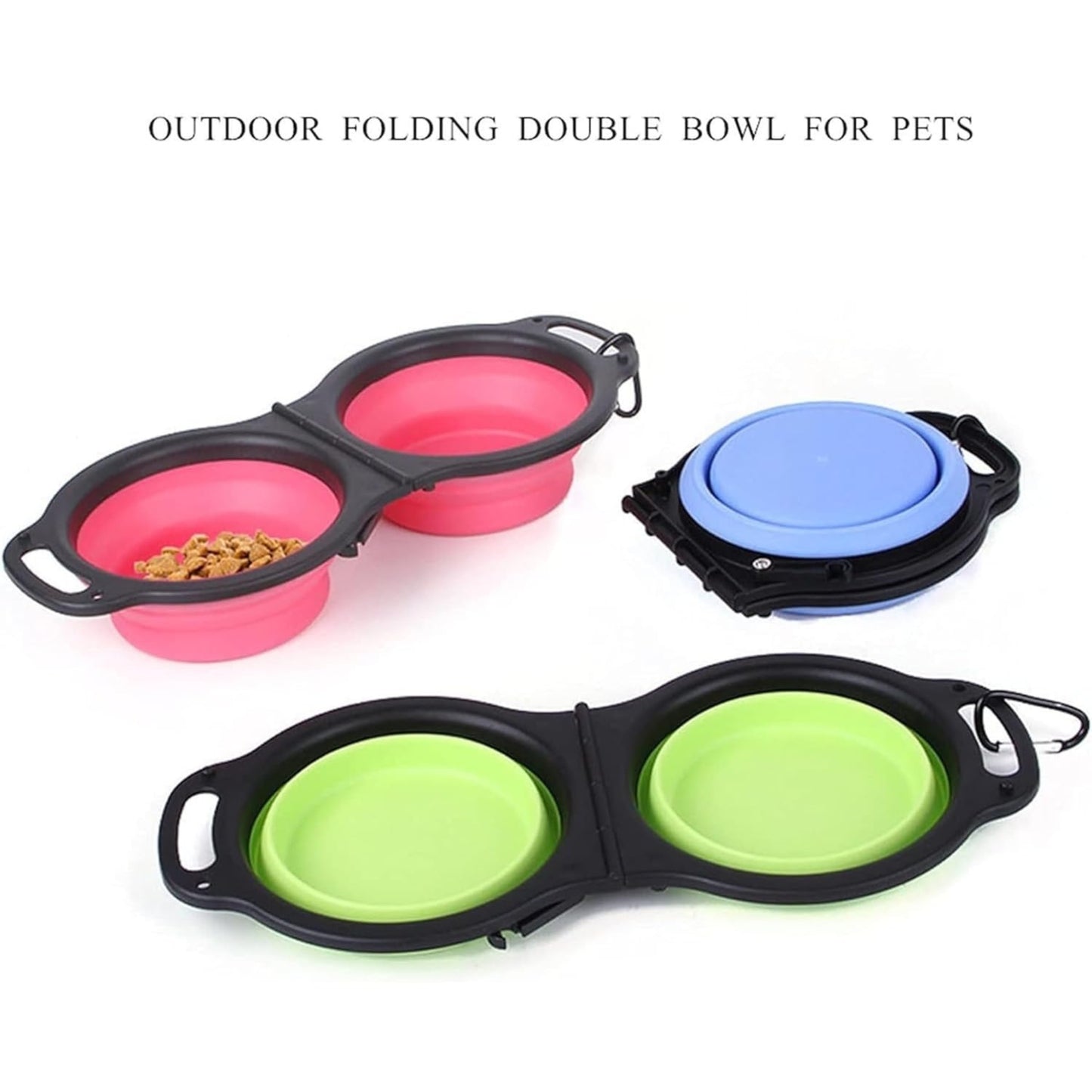 Foodie Puppies 2-in-1 Foldable Silicone Dual Pop-Up Bowl, Pack of 2