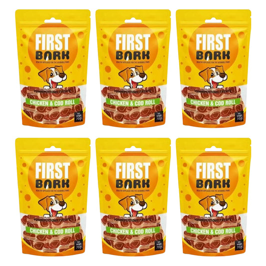 First Bark Chicken and Cod Roll Treats for Dogs, 70gm, Pack of 6