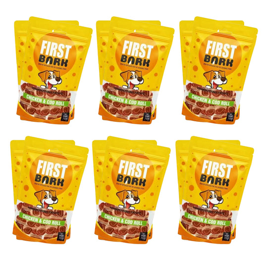 First Bark Chicken and Cod Roll Treats for Dogs, 70gm, Pack of 12