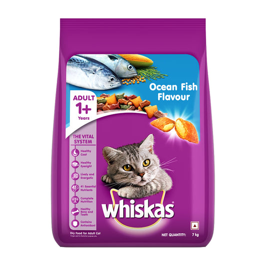 Whiskas Adult Dry Cat Food, Ocean Fish Flavor, 7Kg