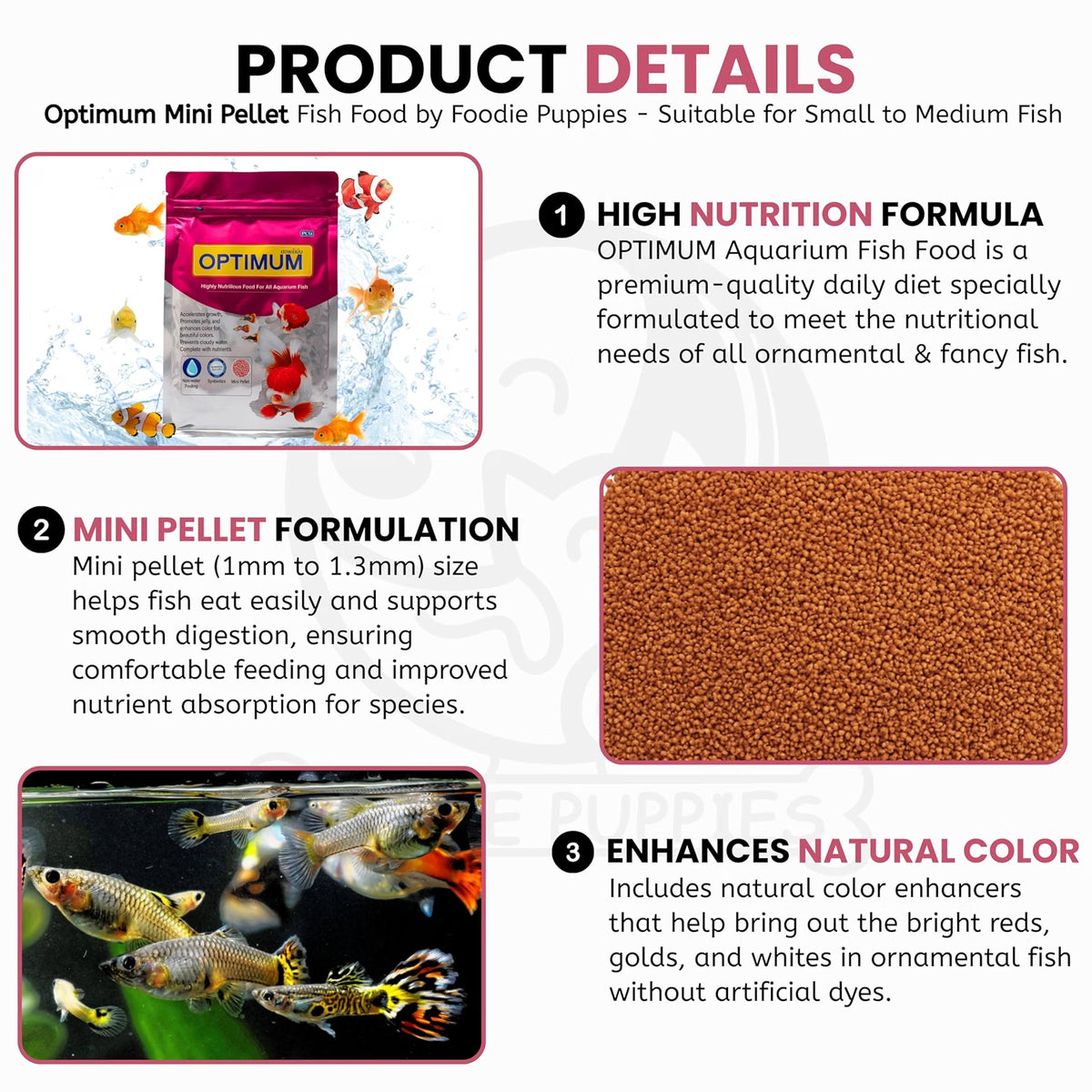 Optimum Fish Food (500gm, Mini Pellet) for Aquarium Fish