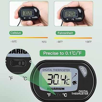 Foodie Puppies Aquarium LCD Digital Thermometer with Suction Cup - LCD Thermometer