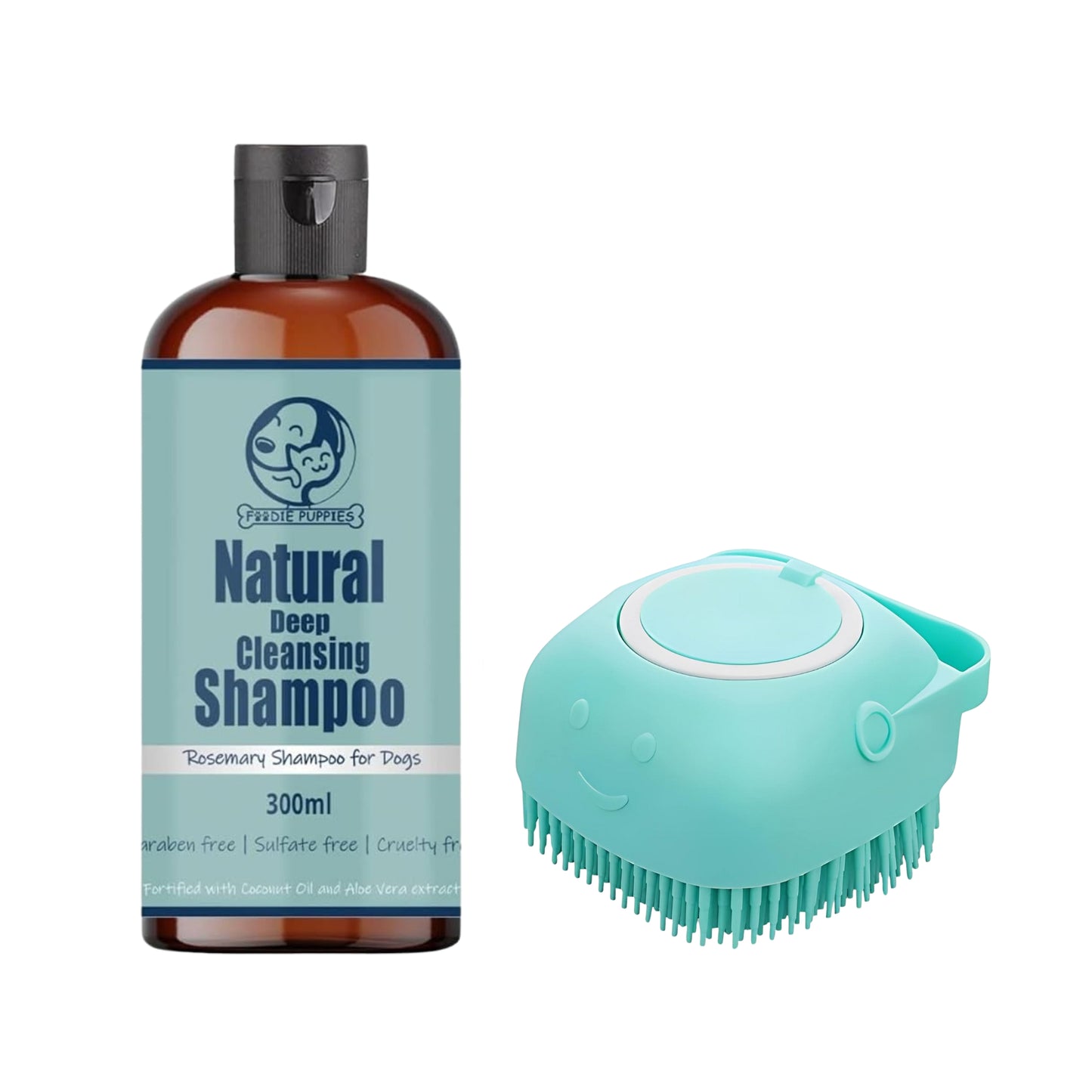 Pet Rosemary Shampoo & Silicone Dispenser Grooming Combo