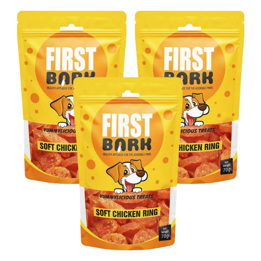 First Bark Soft Chicken Ring Treats for Dogs, 70gm, Pack of 3