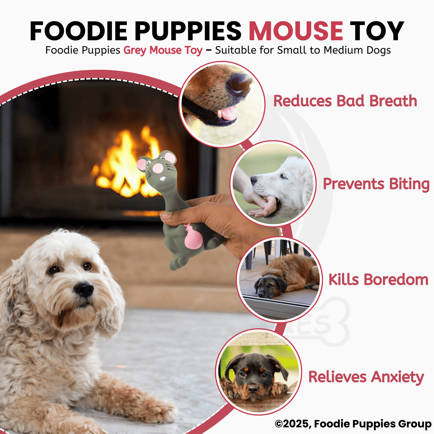 Latex Rubber Squeaky Dog Chew Toy - Grey Mouse