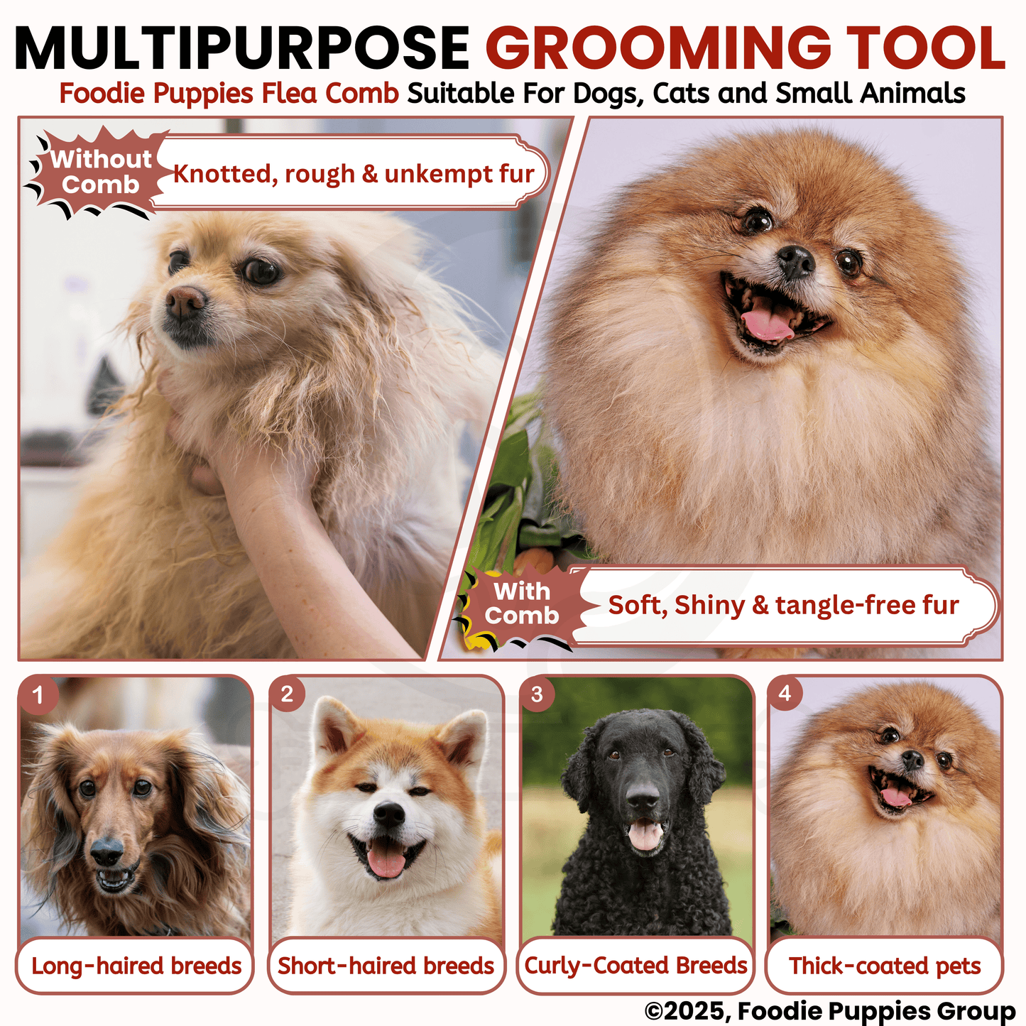 Pet Flea Comb for Dog, Cat, Birds and Rabbit - (Flea Comb - Small)