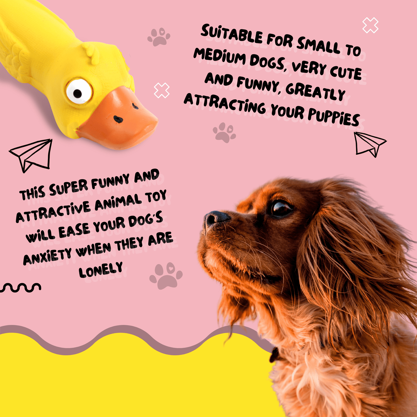Latex Rubber Squeaky Dog Chew Toy - Yellow Duck