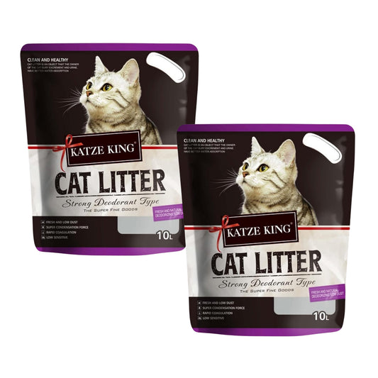 Katze King Strong Lavender Fragrance Cat Litter Sand, 7Kg/10L - Pack of 2