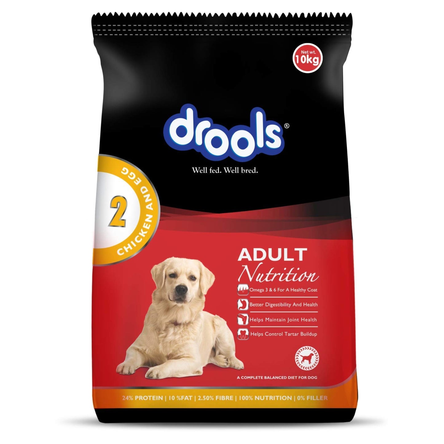 Drools Adult Dry Dog Food, Chicken and Egg, 10Kg