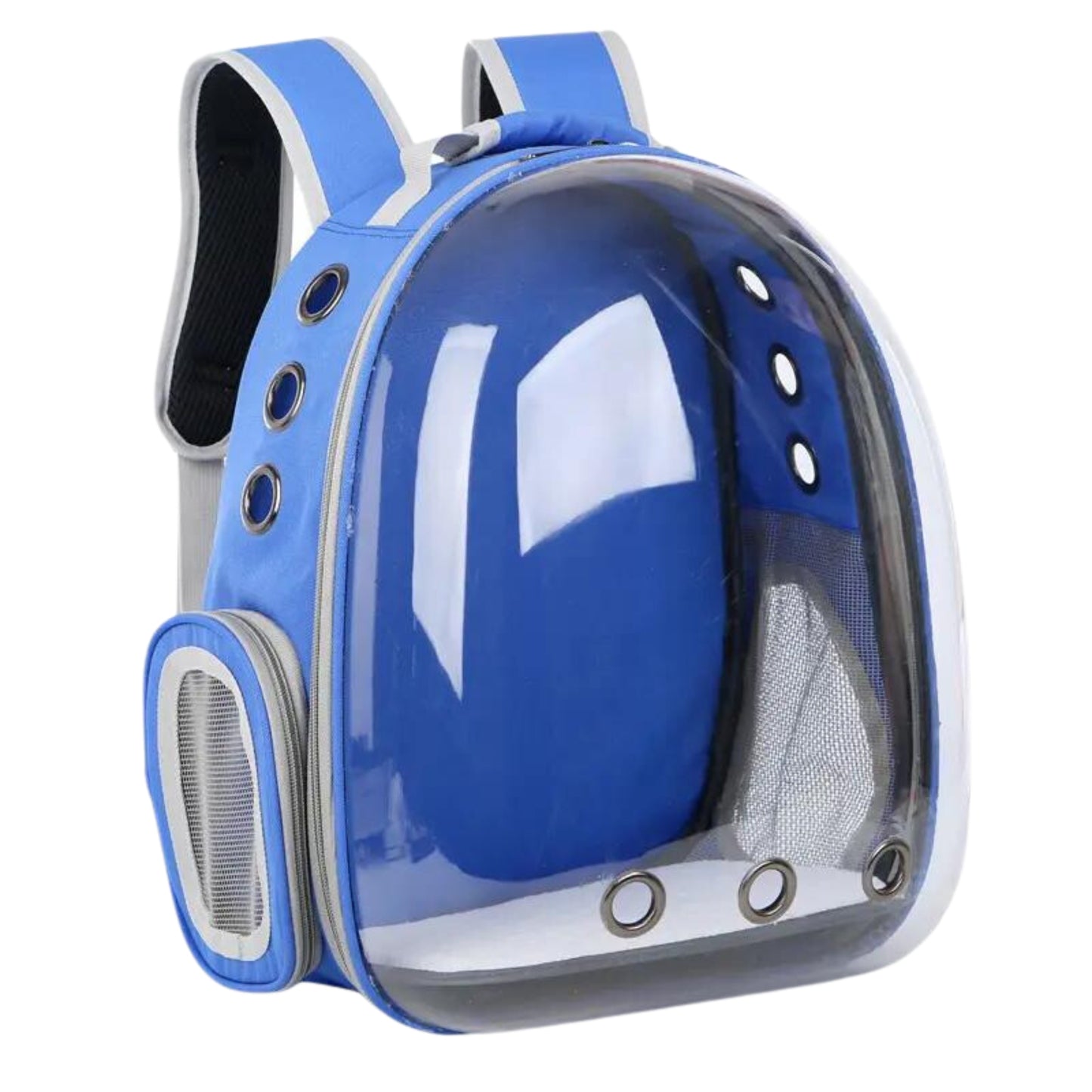 Foodie Puppies Transparent Travel Backpack for Puppies & Cats (Blue)