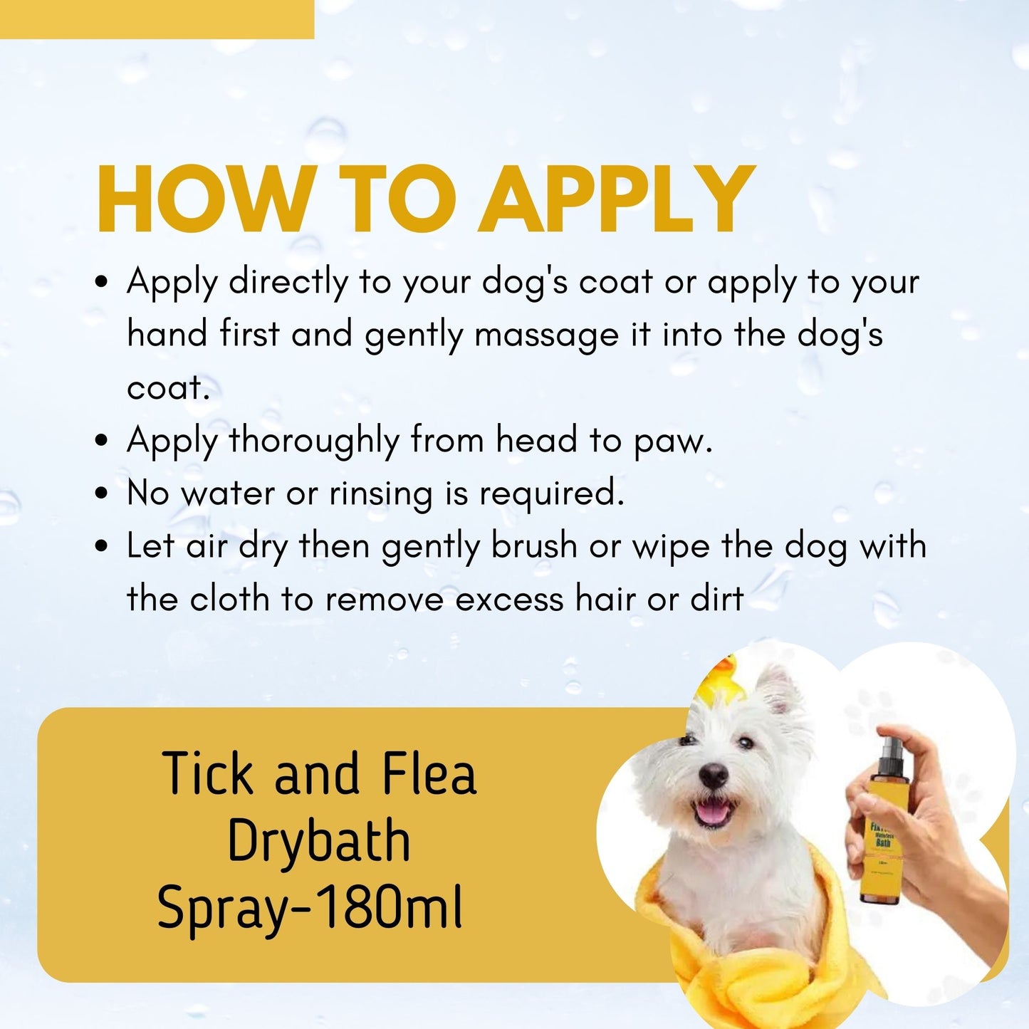 Foodie Puppies FixTicks Tick & Flea Dog Waterless Drybath Spray, 180ml